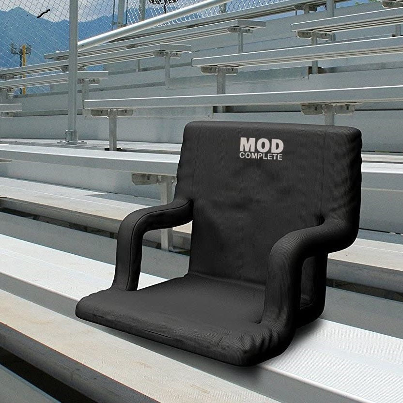 21" Stadium Seat Chair for Bleachers or Benche with Padded Cushion Armrest and Back Support, 6 Reclining Custom Fit Sport Positions, Portable with Backpack Straps