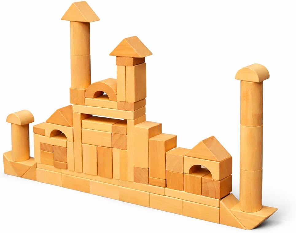 MOD 100-Piece Wood Building Blocks Set — Includes Heavy Duty Shape-Sorter Lid & Storage Bucket Wooden Blocks, Educational Screen-Free Toy for Toddlers Ages 1 2 3